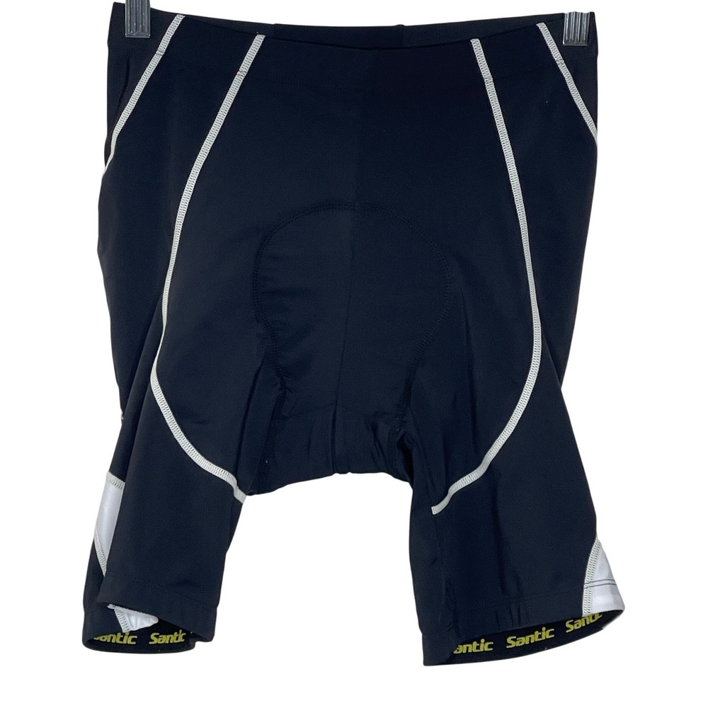 Santic Mens Padded Cycling Shorts Black White Reflective Size Medium M